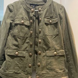 White House black market army green denim jacket